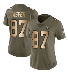 Women's Nike Oakland Raiders #87 Dave Casper Limited Olive/Gold 2017 Salute to Service NFL Jersey