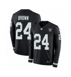 Youth Nike Oakland Raiders #24 Willie Brown Limited Black Therma Long Sleeve NFL Jersey