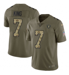 Men's Nike Oakland Raiders #7 Marquette King Limited Olive/Camo 2017 Salute to Service NFL Jersey