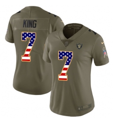 Women's Nike Oakland Raiders #7 Marquette King Limited Olive/USA Flag 2017 Salute to Service NFL Jersey