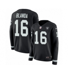 Women's Nike Oakland Raiders #16 George Blanda Limited Black Therma Long Sleeve NFL Jersey