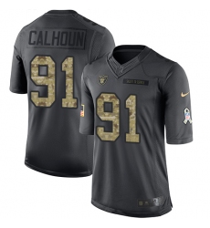 Youth Nike Oakland Raiders #91 Shilique Calhoun Limited Black 2016 Salute to Service NFL Jersey