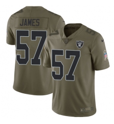 Youth Nike Oakland Raiders #57 Cory James Limited Olive 2017 Salute to Service NFL Jersey