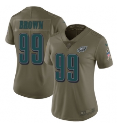 Women's Nike Philadelphia Eagles #99 Jerome Brown Limited Olive 2017 Salute to Service NFL Jersey