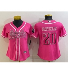 Women's Philadelphia Eagles #20 Brian Dawkins Pink With Patch Cool Base Stitched Baseball Jersey