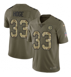 Men's Nike Pittsburgh Steelers #33 Merril Hoge Limited Olive/Camo 2017 Salute to Service NFL Jersey