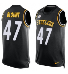Men's Nike Pittsburgh Steelers #47 Mel Blount Limited Black Player Name & Number Tank Top NFL Jersey