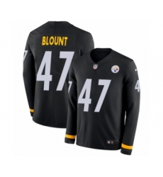 Men's Nike Pittsburgh Steelers #47 Mel Blount Limited Black Therma Long Sleeve NFL Jersey