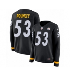 Women's Nike Pittsburgh Steelers #53 Maurkice Pouncey Limited Black Therma Long Sleeve NFL Jersey