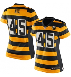 Women's Nike Pittsburgh Steelers #45 Roosevelt Nix Game Yellow/Black Alternate 80TH Anniversary Throwback NFL Jersey