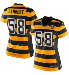 Women's Nike Pittsburgh Steelers #58 Jack Lambert Limited Yellow/Black Alternate 80TH Anniversary Throwback NFL Jersey