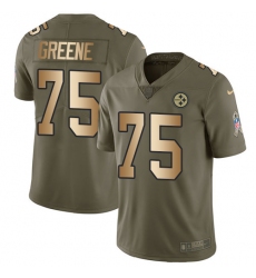 Youth Nike Pittsburgh Steelers #75 Joe Greene Limited Olive/Gold 2017 Salute to Service NFL Jersey