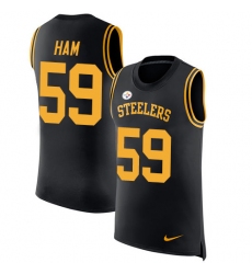 Men's Nike Pittsburgh Steelers #59 Jack Ham Limited Black Rush Player Name & Number Tank Top NFL Jersey