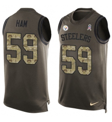 Men's Nike Pittsburgh Steelers #59 Jack Ham Limited Green Salute to Service Tank Top NFL Jersey