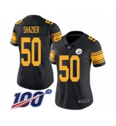 Women's Pittsburgh Steelers #50 Ryan Shazier Limited Black Rush Vapor Untouchable 100th Season Football Jersey