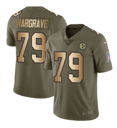 Men's Nike Pittsburgh Steelers #79 Javon Hargrave Limited Olive/Gold 2017 Salute to Service NFL Jersey