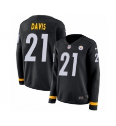 Women's Nike Pittsburgh Steelers #21 Sean Davis Limited Black Therma Long Sleeve NFL Jersey
