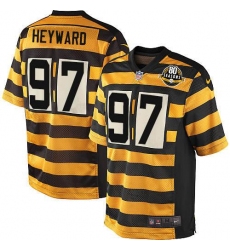 Men's Nike Pittsburgh Steelers #97 Cameron Heyward Game Yellow/Black Alternate 80TH Anniversary Throwback NFL Jersey