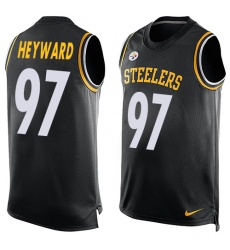 Men's Nike Pittsburgh Steelers #97 Cameron Heyward Limited Black Player Name & Number Tank Top NFL Jersey