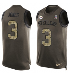 Men's Nike Pittsburgh Steelers #3 Landry Jones Limited Green Salute to Service Tank Top NFL Jersey