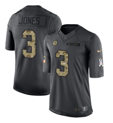 Youth Nike Pittsburgh Steelers #3 Landry Jones Limited Black 2016 Salute to Service NFL Jersey