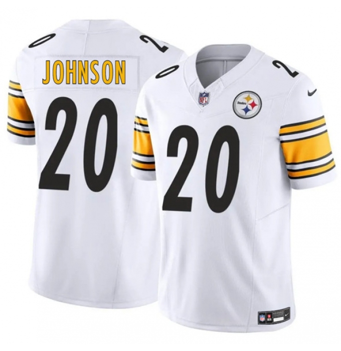 Men's Pittsburgh Steelers #20 Kaleb Johnson White 2025 Draft F.U.S.E. Vapor Limited Football Stitched Jersey