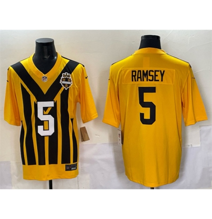 Men's Pittsburgh Steelers #5 Jalen Ramsey Gold 1933 Throwback Alternate Football Stitched Game Jersey