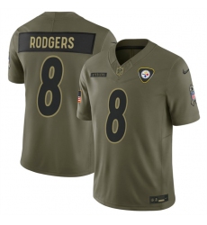 Men's Pittsburgh Steelers #8 Aaron Rodgers Olive 2025 F.U.S.E. Salute to Service Limited Football Stitched Jersey