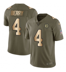 Men's Nike Pittsburgh Steelers #4 Jordan Berry Limited Olive/Gold 2017 Salute to Service NFL Jersey