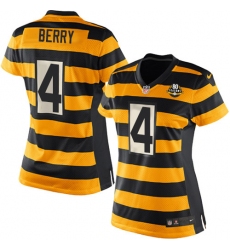Women's Nike Pittsburgh Steelers #4 Jordan Berry Limited Yellow/Black Alternate 80TH Anniversary Throwback NFL Jersey