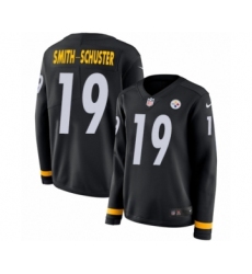 Women's Nike Pittsburgh Steelers #19 JuJu Smith-Schuster Limited Black Therma Long Sleeve NFL Jersey