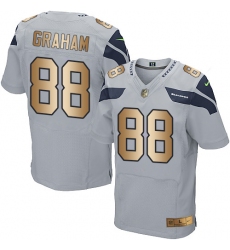 Men's Nike Seattle Seahawks #88 Jimmy Graham Elite Grey/Gold Alternate NFL Jersey