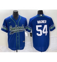 Men's Nike Seattle Seahawks #54 Bobby Wagner Blue Cool Base Stitched Baseball Jersey