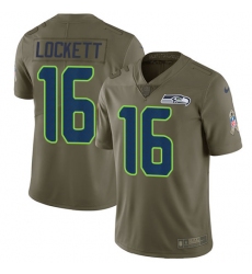 Men's Nike Seattle Seahawks #16 Tyler Lockett Limited Olive 2017 Salute to Service NFL Jersey