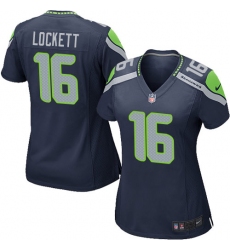 Women's Nike Seattle Seahawks #16 Tyler Lockett Game Steel Blue Team Color NFL Jersey