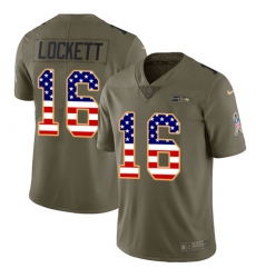 Youth Nike Seattle Seahawks #16 Tyler Lockett Limited Olive/USA Flag 2017 Salute to Service NFL Jersey