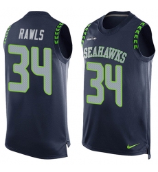 Men's Nike Seattle Seahawks #34 Thomas Rawls Limited Steel Blue Player Name & Number Tank Top NFL Jersey