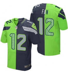 Men's Nike Seattle Seahawks 12th Fan Elite Navy/Green Split Fashion NFL Jersey