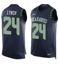 Men's Nike Seattle Seahawks #24 Marshawn Lynch Limited Steel Blue Player Name & Number Tank Top NFL Jersey
