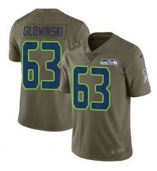 Youth Nike Seattle Seahawks #63 Mark Glowinski Limited Olive 2017 Salute to Service NFL Jersey