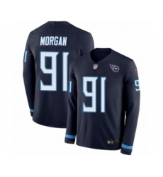 Men's Nike Tennessee Titans #91 Derrick Morgan Limited Navy Blue Therma Long Sleeve NFL Jersey