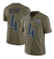 Men's Nike Tennessee Titans #4 Ryan Succop Limited Olive 2017 Salute to Service NFL Jersey