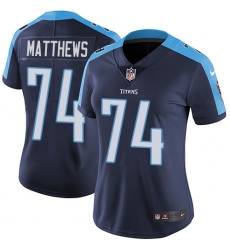 Women's Nike Tennessee Titans #74 Bruce Matthews Navy Blue Alternate Vapor Untouchable Limited Player NFL Jersey