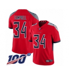 Men's Tennessee Titans #34 Earl Campbell Limited Red Inverted Legend 100th Season Football Jersey