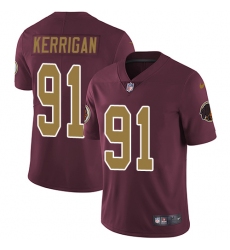 Youth Nike Washington Redskins #91 Ryan Kerrigan Burgundy Red/Gold Number Alternate 80TH Anniversary Vapor Untouchable Limited Player NFL Jersey