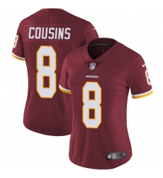 Women's Nike Washington Redskins #8 Kirk Cousins Burgundy Red Team Color Vapor Untouchable Limited Player NFL Jersey