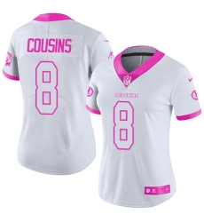 Women's Nike Washington Redskins #8 Kirk Cousins Limited White/Pink Rush Fashion NFL Jersey
