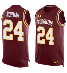 Men's Nike Washington Redskins #24 Josh Norman Limited Red Player Name & Number Tank Top NFL Jersey