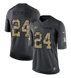 Youth Nike Washington Redskins #24 Josh Norman Limited Black 2016 Salute to Service NFL Jersey
