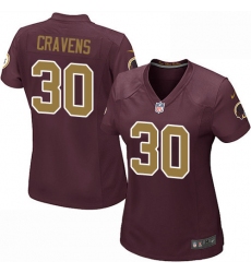 Women's Nike Washington Redskins #30 Su'a Cravens Game Burgundy Red/Gold Number Alternate 80TH Anniversary NFL Jersey